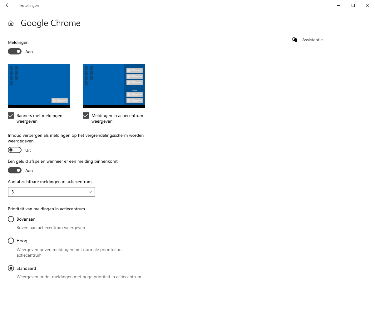 windows detail pagina meldingen Google Chrome meldingen ingeschakeld